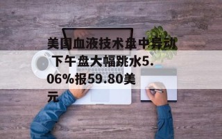 美国血液技术盘中异动 下午盘大幅跳水5.06%报59.80美元