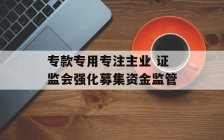 专款专用专注主业 证监会强化募集资金监管