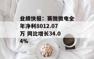 业绩快报：赛微微电全年净利8012.07万 同比增长34.04%
