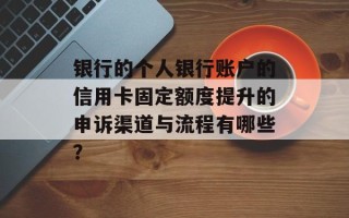 银行的个人银行账户的信用卡固定额度提升的申诉渠道与流程有哪些？