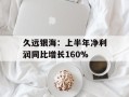 久远银海：上半年净利润同比增长160%