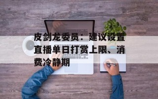 皮剑龙委员：建议设置直播单日打赏上限、消费冷静期