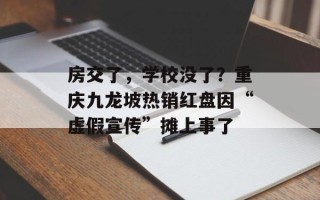 房交了，学校没了？重庆九龙坡热销红盘因“虚假宣传”摊上事了