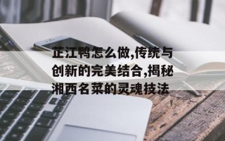 芷江鸭怎么做,传统与创新的完美结合,揭秘湘西名菜的灵魂技法