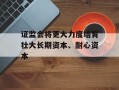 证监会将更大力度培育壮大长期资本、耐心资本