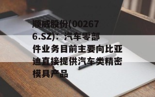 顺威股份(002676.SZ)：汽车零部件业务目前主要向比亚迪直接提供汽车类精密模具产品