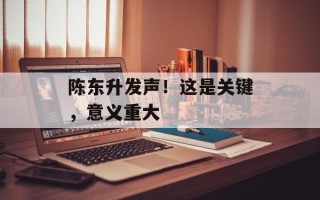 陈东升发声！这是关键，意义重大
