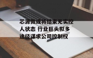 芯源微或将结束无实控人状态 行业巨头拟多途径谋求公司控制权