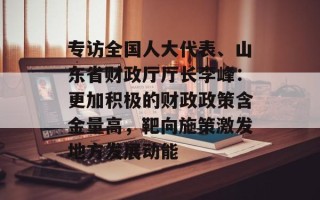 专访全国人大代表、山东省财政厅厅长李峰：更加积极的财政政策含金量高，靶向施策激发地方发展动能