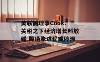 美联储理事Cook：关税之下经济增长料放缓 降通胀进程或停滞