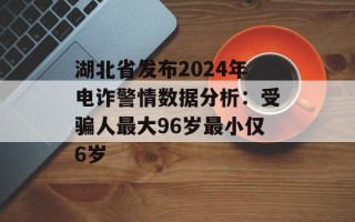 湖北省发布2024年电诈警情数据分析：受骗人最大96岁最小仅6岁
