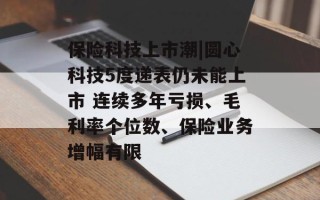 保险科技上市潮|圆心科技5度递表仍未能上市 连续多年亏损、毛利率个位数、保险业务增幅有限