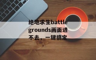 绝地求生battlegrounds画面进不去，一键搞定