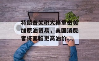 特朗普关税大棒重击美加原油贸易，美国消费者将面临更高油价