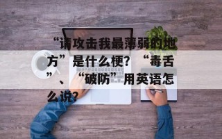 “请攻击我最薄弱的地方”是什么梗？“毒舌”、“破防”用英语怎么说？