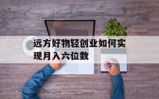 远方好物轻创业如何实现月入六位数