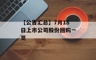 【公告汇总】7月18日上市公司股份回购一览