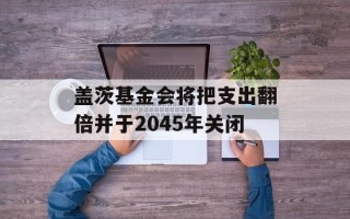 盖茨基金会将把支出翻倍并于2045年关闭