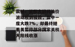 震撼！关税大战将油价波动放到极致，盘中一度大跌7%，却最终随着美暂停部分国家关税大阳线收涨