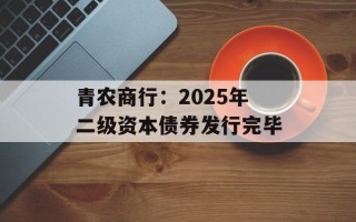 青农商行：2025年二级资本债券发行完毕