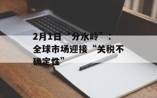2月1日“分水岭”：全球市场迎接“关税不确定性”