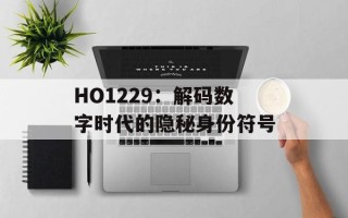 HO1229：解码数字时代的隐秘身份符号