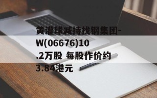 黄灌球减持找钢集团-W(06676)10.2万股 每股作价约3.84港元