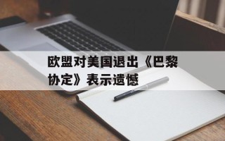 欧盟对美国退出《巴黎协定》表示遗憾