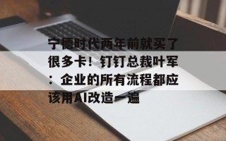 宁德时代两年前就买了很多卡！钉钉总裁叶军：企业的所有流程都应该用AI改造一遍