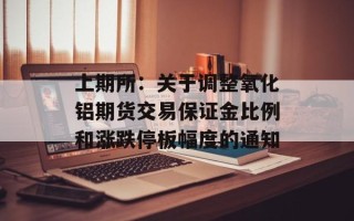 上期所：关于调整氧化铝期货交易保证金比例和涨跌停板幅度的通知