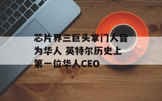 芯片界三巨头掌门人皆为华人 英特尔历史上第一位华人CEO