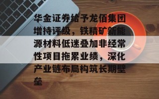 华金证券给予龙佰集团增持评级，铁精矿新能源材料低迷叠加非经常性项目拖累业绩，深化产业链布局构筑长期壁垒