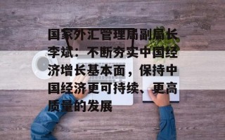 国家外汇管理局副局长李斌：不断夯实中国经济增长基本面，保持中国经济更可持续、更高质量的发展