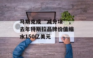 马斯克成“减分项”，去年特斯拉品牌价值缩水150亿美元