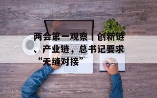 两会第一观察｜创新链、产业链，总书记要求“无缝对接”