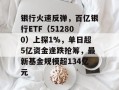 银行火速反弹，百亿银行ETF（512800）上探1%，单日超5亿资金逢跌抢筹，最新基金规模超134亿元