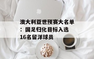 澳大利亚世预赛大名单：国足归化目标入选 16名留洋球员