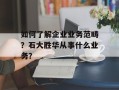 如何了解企业业务范畴？石大胜华从事什么业务？