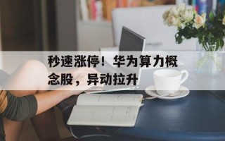 秒速涨停！华为算力概念股，异动拉升