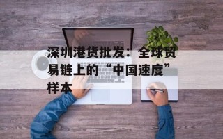 深圳港货批发：全球贸易链上的“中国速度”样本