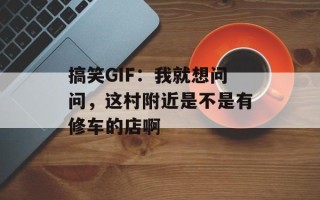 搞笑GIF：我就想问问，这村附近是不是有修车的店啊