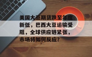 美国大豆期货跌至年度新低，巴西大豆运输受阻，全球供应链紧张，市场将如何反应？