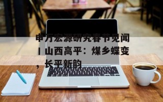 申万宏源研究春节见闻丨山西高平：煤乡蝶变，长平新韵