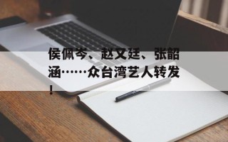 侯佩岑、赵又廷、张韶涵……众台湾艺人转发！