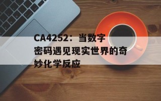 CA4252：当数字密码遇见现实世界的奇妙化学反应