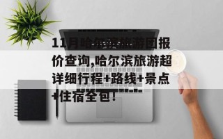 11月哈尔滨旅游团报价查询,哈尔滨旅游超详细行程+路线+景点+住宿全包！