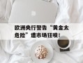 欧洲央行警告“黄金太危险”遭市场狂喷！