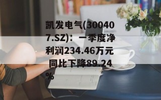 凯发电气(300407.SZ)：一季度净利润234.46万元 同比下降89.24%
