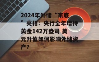 2024年外储“家底”亮相：央行全年增持黄金142万盎司 美元升值如何影响外储资产？