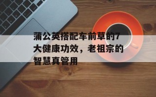 蒲公英搭配车前草的7大健康功效，老祖宗的智慧真管用